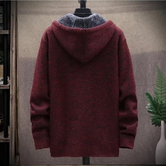 Men's Korean Style Knit Cardigan Long Sleeve Hoodie - Picture 3 of 5